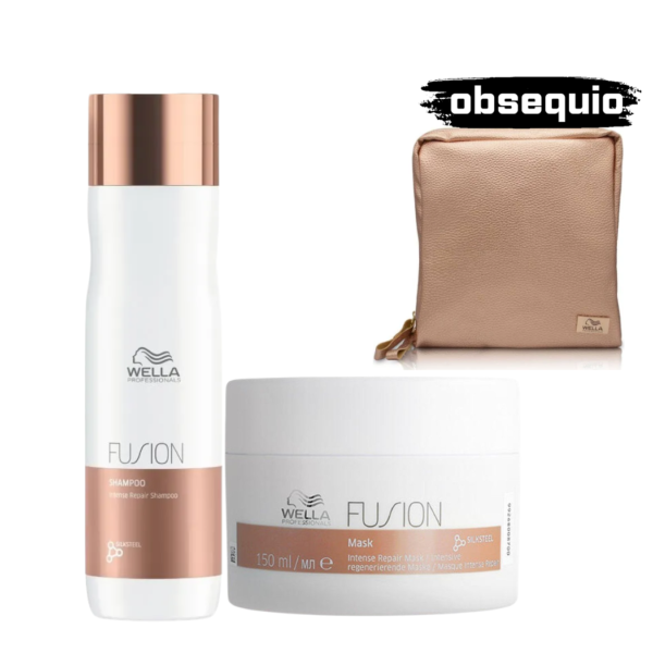 Fusion Wella Kit Shampoo Mascarilla reparación intensiva para cabello dañado