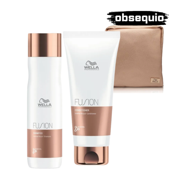 Fusion Wella Kit Shampoo Acondicionador reparación profesional para cabello dañado