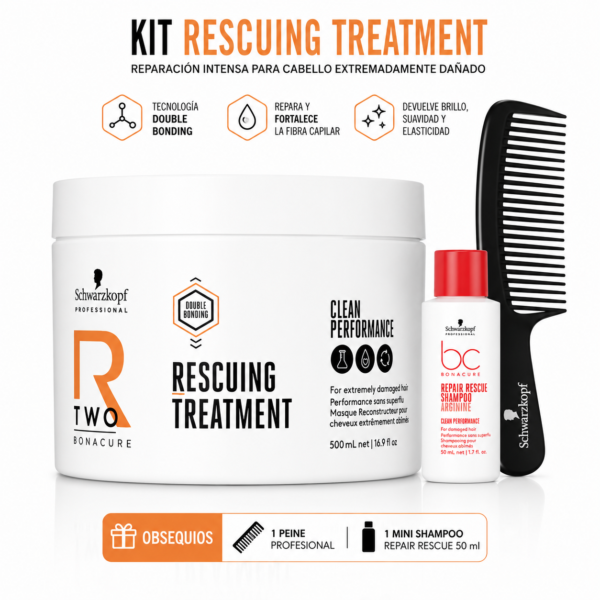 Mascarilla Bonacure R-TWO Rescuing Reparadora 500ml tratamiento reparador intensivo para cabello dañado
