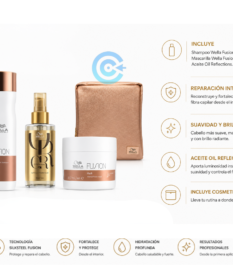 Kit Premium Wella Fusion Con Cosmetiquero De Lujo Para Cabello Tratado Químicamente