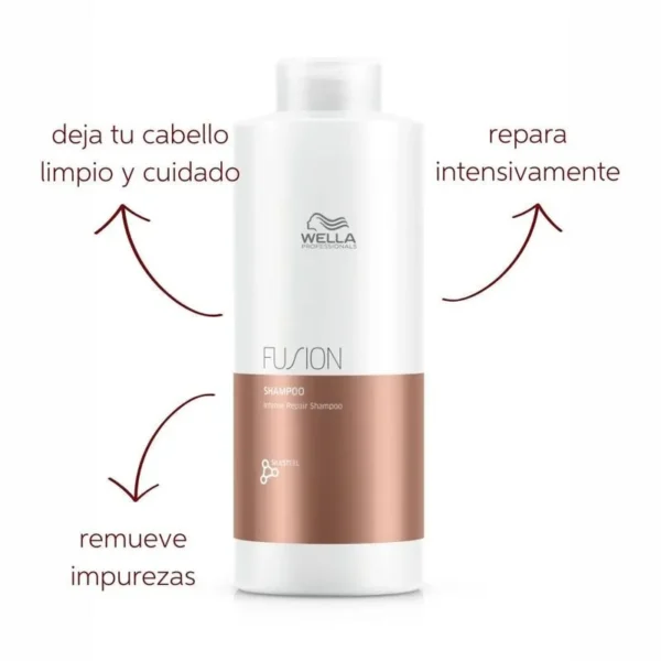 shampoo Fusion Wella litro para fortalecer cabello dañado y reducir rotura