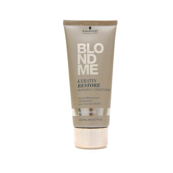 Acondicionador Blondme Keratin Restore para cabello rubio o decolorado.