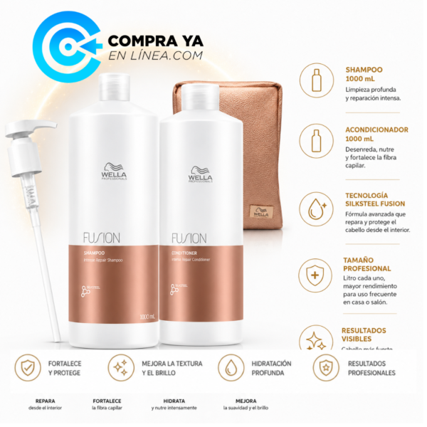 rutina profesional Fusion Wella litro para cabello tratado químicamente