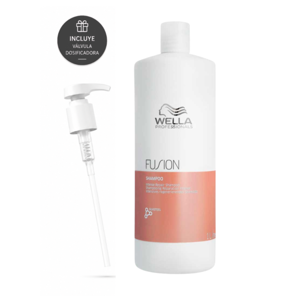 Shampoo Fusion Wella Reparador Litro para cabello dañado y quebradizo