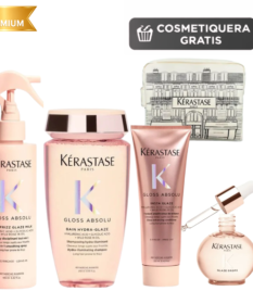 Kerastase Kit Completo Gloss Absolu Shampoo Acondicionador Spray Aceite Rutina Anti Frizz Y Brillo Intenso