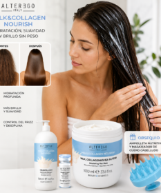 Resultado De Cabello Brillante Y Suave Con Kit Shampoo Mascarilla Leche Alter Ego 1000Ml