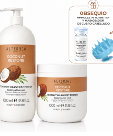 Shampoo Mascarilla Coco Alter Ego Kit Grande Con Shampoo Y Mascarilla De 1000 Ml, Válvula Dosificadora Y Peinilla De Obsequio.