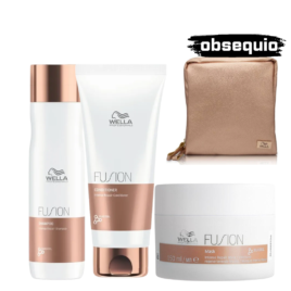 Fusion Wella Kit Shampoo Tratamiento Acondicionador reparación intensiva para cabello dañado