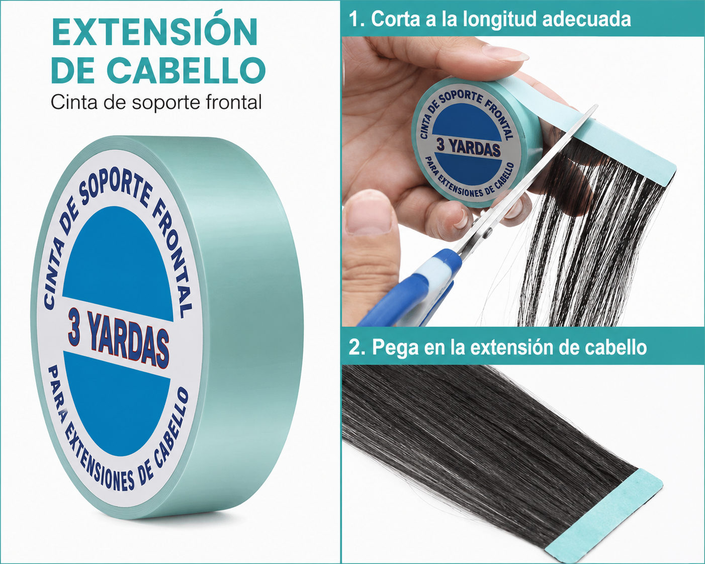 CINTA ADHESIVA EXTENSIONES DE CABELLO 3 Aplicación De Cinta Adhesiva Extensiónes De Cabello.