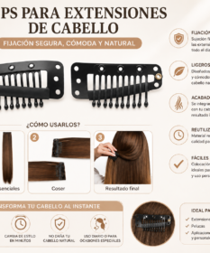 Peinetas Clips Para Extensiones Negro 50 Unidades Con Sistema De Apertura Y Cierre.