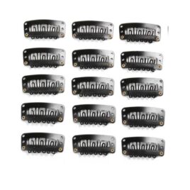 Peinetas Clips para Extensiones Negro 50 Unidades de metal con recubrimiento de caucho.