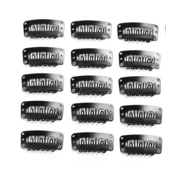 Peinetas Clips para Extensiones Negro 50 Unidades de metal con recubrimiento de caucho.