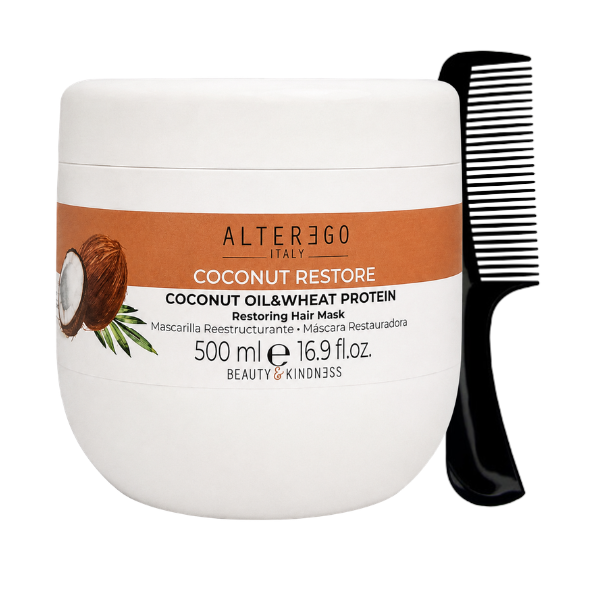 Mascarilla Coco y Proteína Alter Ego Italy 500ml para nutrir y reparar profundamente el cabello seco y dañado.