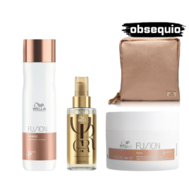 Kit Fusion Wella Reparacion Brillo con shampoo mascarilla y aceite Oil Reflections