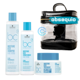 Kit Hidratación Moisture Kick Bonacure con shampoo, acondicionador, tratamiento, cosmetiquera