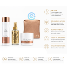 kit premium Wella Fusion con cosmetiquero de lujo para cabello tratado químicamente