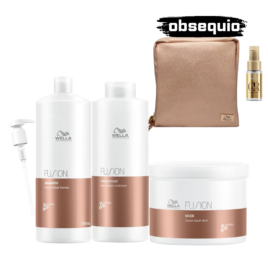 Kit Fusion Wella Reparacion Profesional con shampoo acondicionador y mascarilla tamaño salon