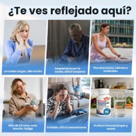 VEV DeepCalm Magnesium Complex 15 en 1 presentado junto a situaciones de descanso y bienestar diario