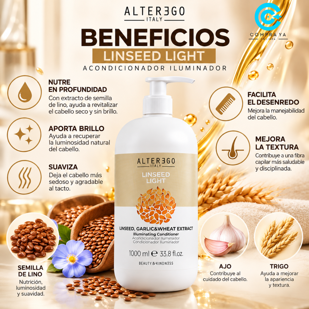 LINSEED LIGHT ACONDICIONADOR ALTER EGO SEMILLA DE LINO 2 Alter Ego Linseed Acondicionador Para Suavidad