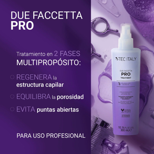 TEC ITALY SPRAY DUE FACCETTA PRO 2 Tec Italy Spray Due Faccetta Pro Para Reparación Profunda Del Cabello.