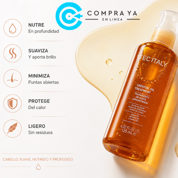 Cabello saludable con Essential Oil Treatment Aceite Tec Italy.
