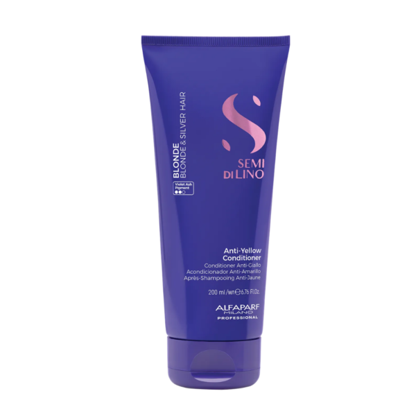 Acondicionador Antiyellow Blonde Alfaparf Antiamarillo para hidratar y neutralizar reflejos amarillos en cabello rubio.
