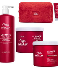 Kit Wella Ultimate Repair Reparación Profesional Con Shampoo De 1000 Ml, Acondicionador De 500 Ml, Tratamiento De 500 Ml Y Obsequio.