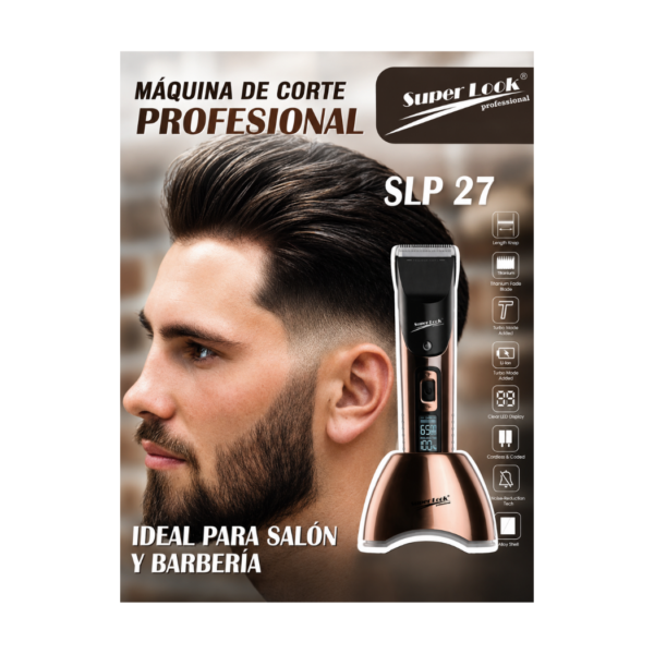 Máquina Corte Profesional Super Look barbería con motor rotativo profesional y cuchilla de cerámica para cortes precisos.