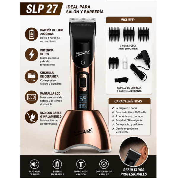 Máquina profesional para barbería realizando corte de cabello con precisión.