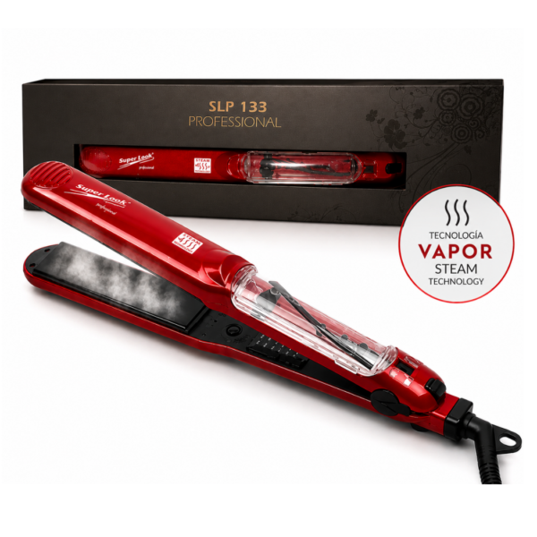 Plancha Vapor Profesional Superlook Repolarización con placas de cerámica y sistema de vapor para tratamientos capilares.