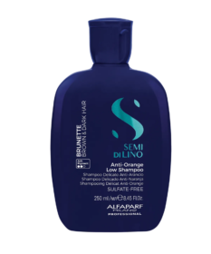 Shampoo Alfaparf Antiorange Brunette Antinaranja Semi Di Lino Para Neutralizar Reflejos Naranjas En Cabello Castaño Y Moreno.
