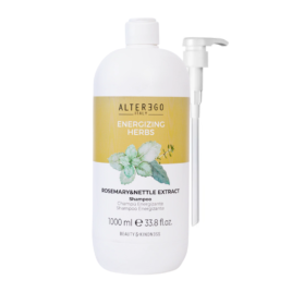 Shampoo Energizing Herbs Anticaída Alter Ego 1000ml, envase profesional blanco con etiqueta amarilla.