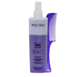 Tec Italy Spray Due Faccetta Pro tratamiento bifásico profesional sin enjuague para reparar e hidratar el cabello dañado.