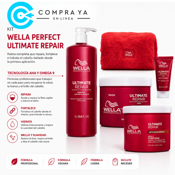 Tratamiento Wella Ultimate Repair 500 ml para nutrición capilar intensiva.