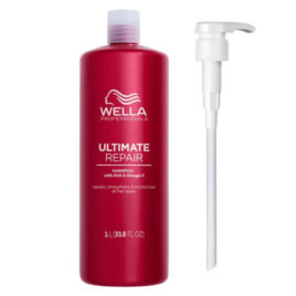 Wella Shampoo Ultimate Repair 1000ml sobre fondo blanco.