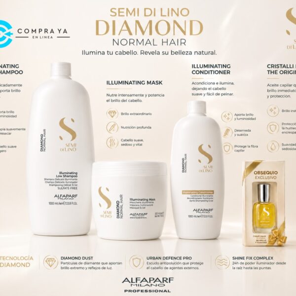 Kit Alfaparf Diamond Illuminating Profesional cabello con brillo intenso y luminosidad natural