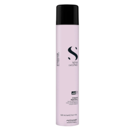 Laca Original Brillante Alfaparf Semi Di Lino en spray profesional para fijación flexible y brillo natural del cabello.