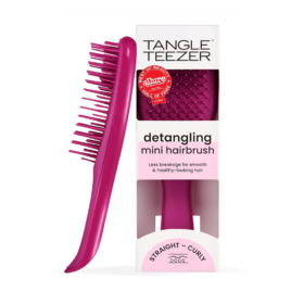 Cepillo Tangle Teezer Mini Desenredante Frambuesa con dientes patentados de dos niveles para desenredar todo tipo de cabello sin tirones.