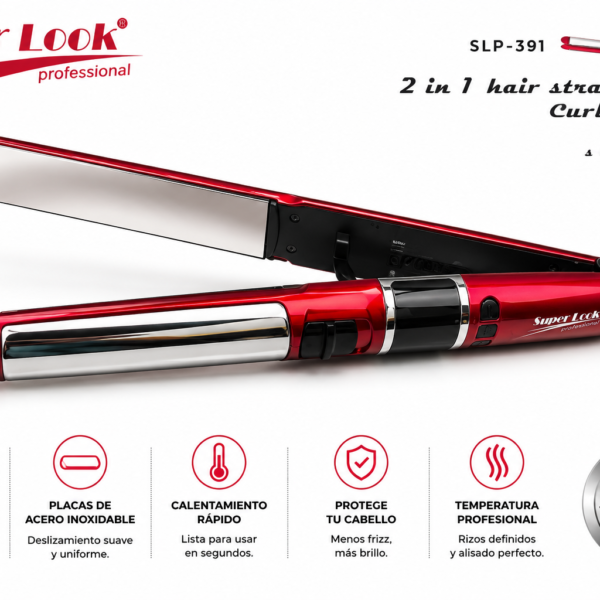Plancha Liso Ondas Superlook 391 con placas de titanio.