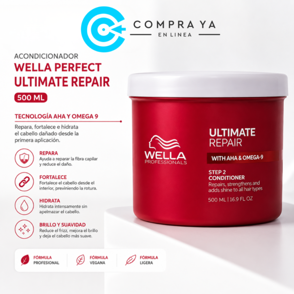 Acondicionador Wella Perfect Ultimate Repair 500 Ml para reparar cabello dañado.