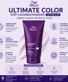 Resultado Del Acondicionador Wella Professionals Ultimate Color 200 Ml Con Cabello Brillante Y Sedoso.