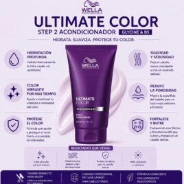Resultado del Acondicionador Wella Professionals Ultimate Color 200 Ml con cabello brillante y sedoso.