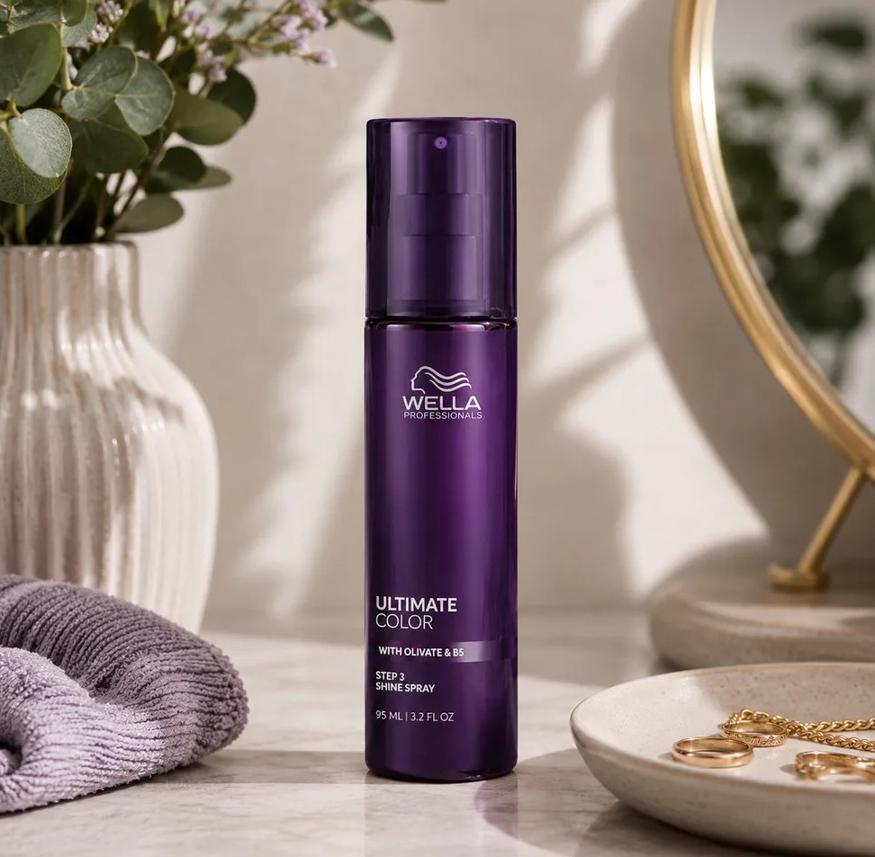 SHINE SPRAY WELLA PROFESSIONALS ULTIMATE COLOR 4 Shine Spray Wella Professionals Ultimate Color 95 Ml Con Cabello Brillante Y Sedoso.