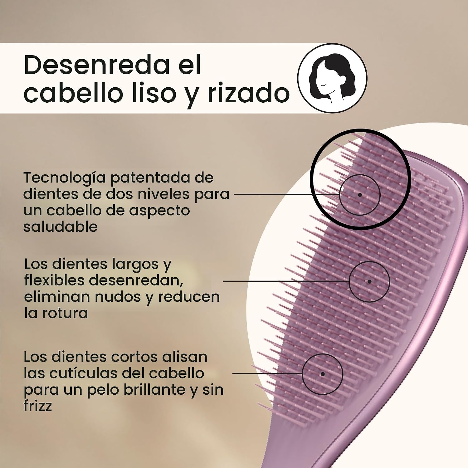 TANGLE TEEZER CEPILLO DESENREDANTE MALVA 4 Cabello Brillante Después De Usar Tangle Teezer Cepillo Desenredante Malva.