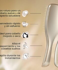 Cabello Brillante Después De Usar Tangle Teezer Cepillo Desenredante Plateado Oro.