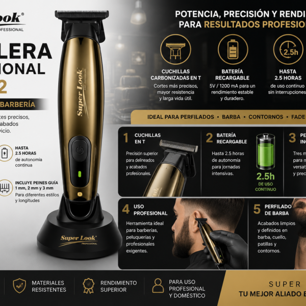Patillera Profesional Super Look Slp 812 Peluqueria utilizada en barbería.