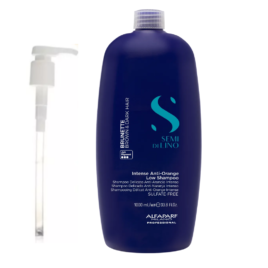Shampoo Alfaparf Antiorange Brunette 1000ml Antinaranja Semi di Lino para neutralizar reflejos anaranjados en cabello castaño y moreno.