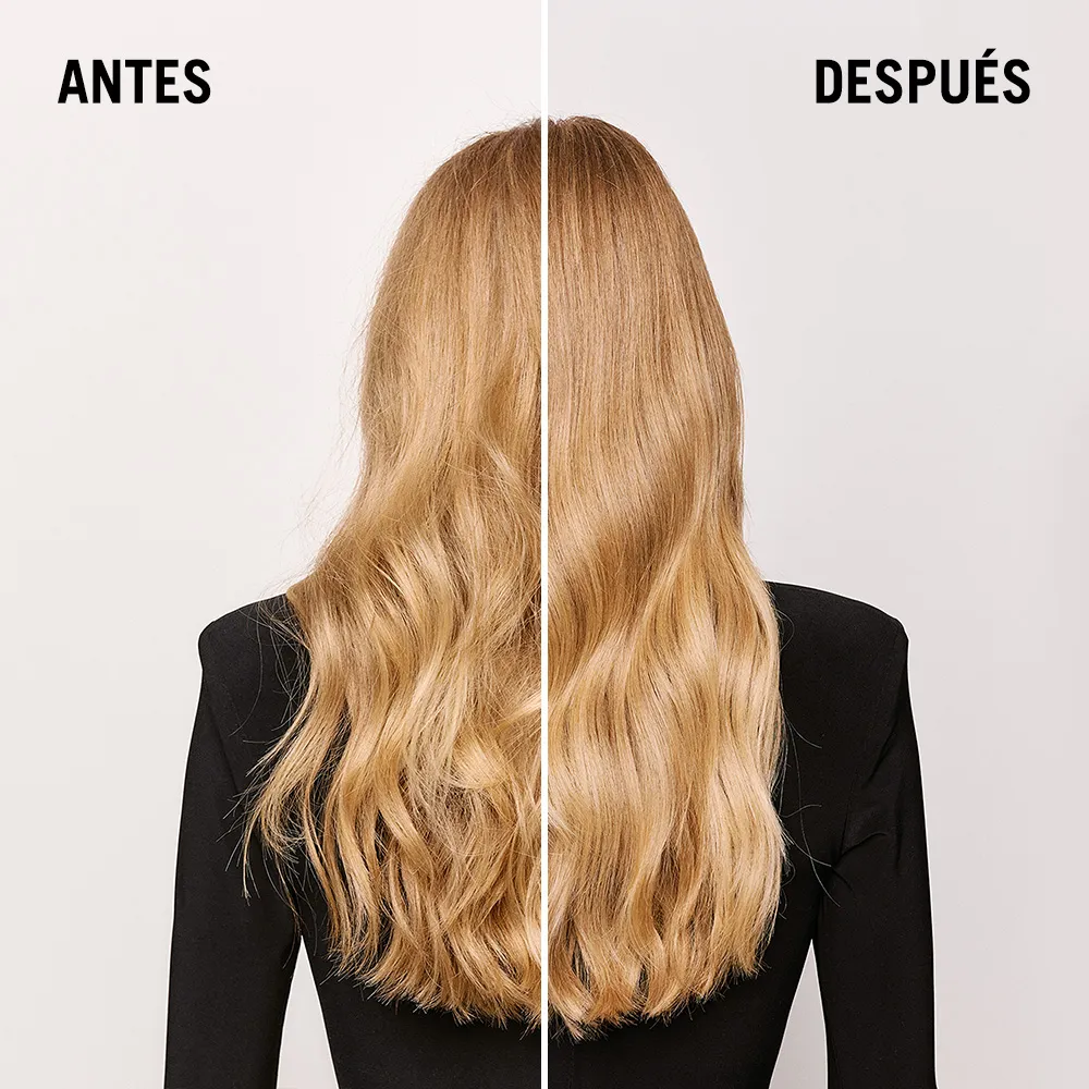 SHAMPOO FIBRE CLINIX FORTIFY REPARADOR 300ML 4 Antes Y Después Del Cabello Rubio Ondulado Con La Línea Fibre Clinix Fortify Reparador