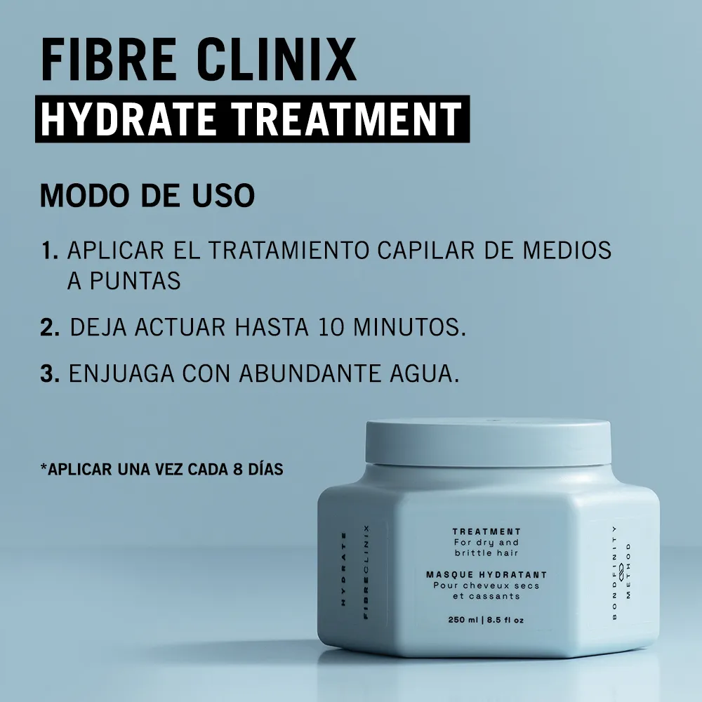 TRATAMIENTO FIBRE CLINIX HYDRATE HIDRATANTE 250ML 3 Modo De Uso Del Tratamiento Capilar Fibre Clinix Hydrate Hidratante Aplicar De Medios A Puntas Hasta 10 Minutos