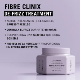 Beneficios de la mascarilla Fibre Clinix De-Frizz Suavizante nutre el cabello grueso y controla el frizz 48 horas